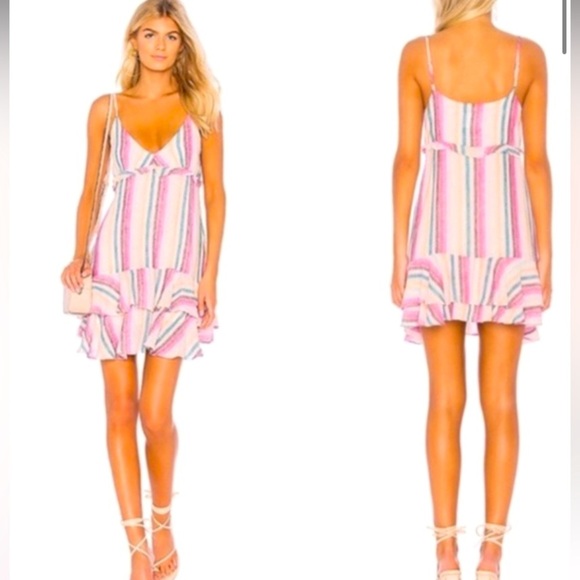 Rails Martina Mini Dress in Avila Stripe revolve linen ruffle boho formal spring - Picture 1 of 10
